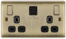 BG NAB22UAC22B Antique Brass Double Socket with USB 22W Type A & Type C USB by British General (BG-NAB22UAC22B-1)