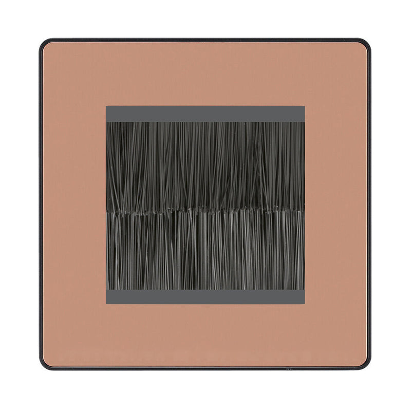 BG Evolve Polished Copper Screwless Twin 2 Gang Brush Cable Entry