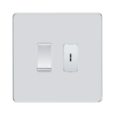 BG Screwless Polished Chrome 2 Gang 2 Way Single Pole Key Switch with 2 Way Single Pole Switch by British General (BG-SCL-PC-2G-1x-KS-1x-SP)