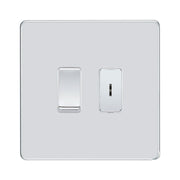 BG Screwless Polished Chrome 2 Gang 2 Way Single Pole Key Switch with 2 Way Single Pole Switch by British General (BG-SCL-PC-2G-1x-KS-1x-SP)