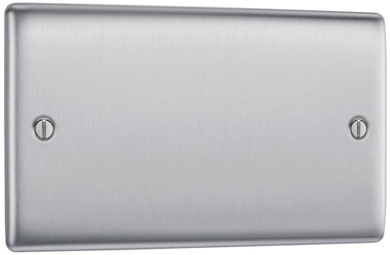 BG NBS95 Nexus Metal Brushed Steel 2 Gang Blanking Plate