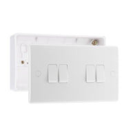 BG Nexus Quad Light Switch 4 Gang 10AX White & 32mm Pattress Back Box by British General (BG-844+892)