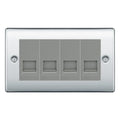 BG Nexus Polished Chrome 4 Gang RJ11 Telephone Socket Euro Module - Grey Insert