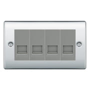 BG Nexus Polished Chrome 4 Gang RJ11 Telephone Socket Euro Module - Grey Insert by British General (BG-NPCRJ114G)