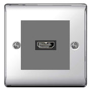 BG Nexus Polished Chrome HDMI Socket Grey insert by British General (BG-EMHDMIG+NPCEMS2-1)