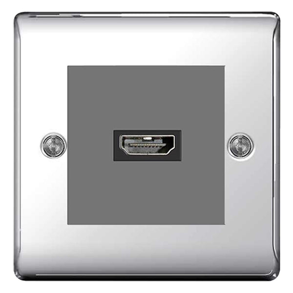 BG Nexus Polished Chrome HDMI Socket Grey insert