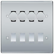 BG Nexus Polished Chrome 8 Gang Switch 4x Trailing Edge LED Dimmer, 2x Intermediate, 2x 2-Way Switch by British General (BG-Nexus-PC-8G-4x-Dimmer-2x-INT-2x-2Way)