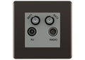 BG Screwless Black Nickel TV/FM/2x SAT Quadplex Socket – Grey Insert