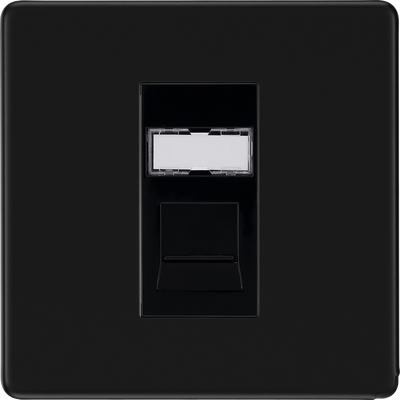 BG Flatplate Screwless Matt Black 1 Gang Single RJ45 Telephone Socket FFBRJ451
