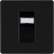 BG Flatplate Screwless Matt Black 1 Gang Single RJ45 Telephone Socket FFBRJ451 by British General (BG-FFBRJ451-1)