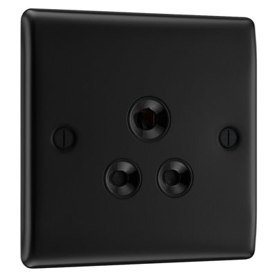 BG Nexus Matt Black 5A Unswitched Round Pin Socket NFB29B with 25mm Steel Back Box