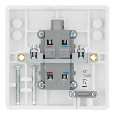 BG Nexus 20A 2 Pole Flex Outlet Switch White & 32mm Pattress Back Box