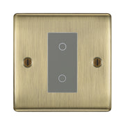 BG Nexus Antique Brass Single Master Touch Dimmer Switch - Grey Insert by British General (BG-EMTDMG+NABEMS1)