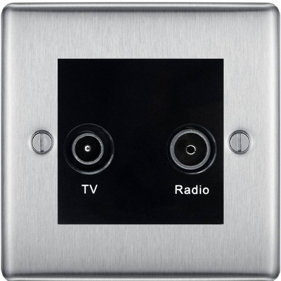 BG Nexus Metal Brushed Steel TV & FM Socket NBS66B by British General (BG-NBS66B)