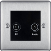 BG Nexus Metal Brushed Steel TV & FM Socket NBS66B by British General (BG-NBS66B)