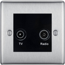 BG Nexus Metal Brushed Steel TV & FM Socket NBS66B by British General (BG-NBS66B)