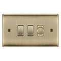 BG Antique Brass 3 Gang Switch 1x Trailing Edge LED Dimmer 2x 2 Way Custom Grid