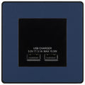 BG Evolve Matt Blue Dual USB Charger 3.1A Output Socket - Black Insert