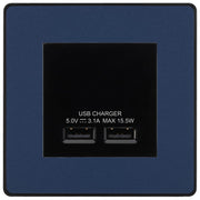 BG Evolve Matt Blue Dual USB Charger 3.1A Output Socket - Black Insert by British General (BG-PCDDBEMS2B+EMUSB3B)