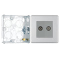 BG Screwless Brushed Steel Diplex TV/FM Socket FBS66 with 25mm Steel Back Box
