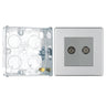 BG Screwless Brushed Steel Diplex TV/FM Socket FBS66 with 25mm Steel Back Box by British General (BG-FBS66+HGS02)