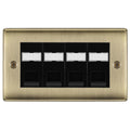 BG Nexus Antique Brass 4 Gang RJ45 Cat5e Data Socket Black Inserts