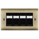 BG Nexus Antique Brass 4 Gang RJ45 Cat5e Data Socket Black Inserts