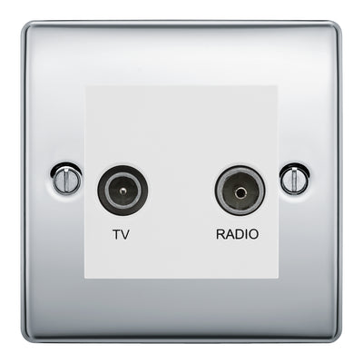 BG Nexus Metal Polished Chrome TV & FM Socket NPC66W