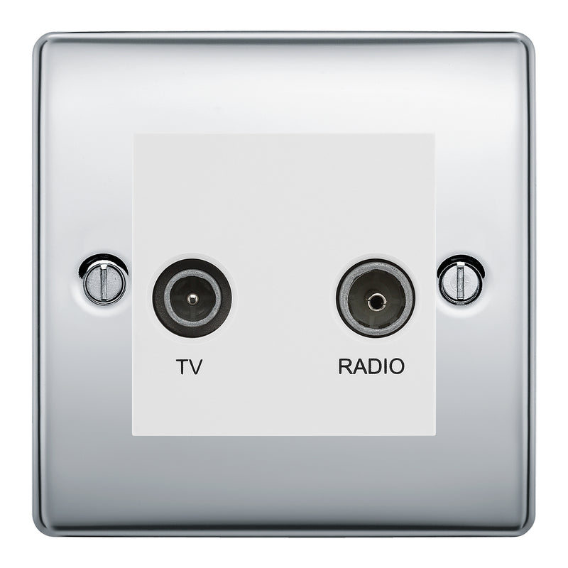 BG Nexus Metal Polished Chrome TV & FM Socket NPC66W
