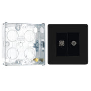 BG Screwless Matt Black TV/FM/SAT Co-axial Socket FFB65 with 25mm Steel Back Box