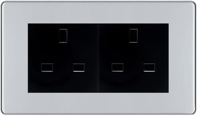 BG Screwless Polished Chrome 4 Gang 13A Unswitched Socket - FPC4GUSSB by British General (BG-FPC4GUSSB)