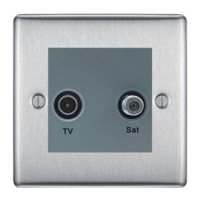 BG Nexus Metal Brushed Steel TV & Satellite Socket NBSTVSATG by British General (BG-NBSTVSATG)