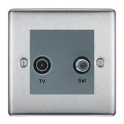BG Nexus Metal Brushed Steel TV & Satellite Socket NBSTVSATG by British General (BG-NBSTVSATG)