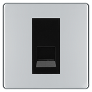 BG Screwless Polished Chrome Single Master Telephone Socket – Black Insert by British General (BG-FPCBTM1B)