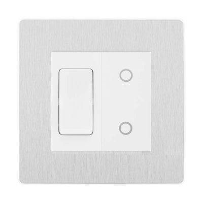 BG Evolve Brushed Steel Custom Switch 1x 2 Way Switch 1x Secondary Touch Dimmer by British General (Evolve-BS-2G-1x 2-Way Switch-1x STD-WI)
