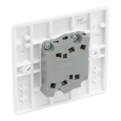 BG Nexus 2 Gang 20A 16AX Double Wall Light Switch & 50mm Pattress Back Box