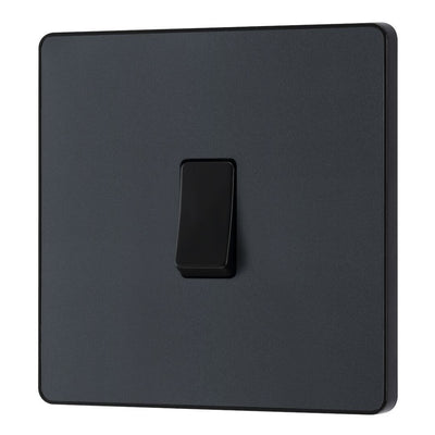 BG Evolve Matt Grey 1 Gang 20A 16AX Intermediate Light Switch PCDMG13B with 35mm Steel Back Box