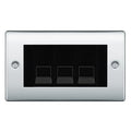 BG Nexus Polished Chrome 3 Gang RJ11 Telephone Socket Euro Module - Black Insert