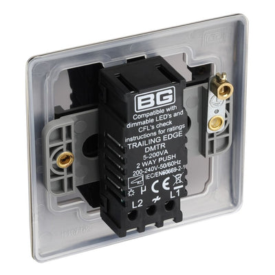 BG Nexus Antique Brass 200W 2 Way Single Trailing Edge Dimmer Switch NAB81 with 25mm Steel Back Box