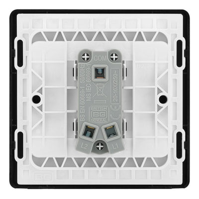 BG Evolve Satin Brass 1G Wide Rocker Light Switch PCDSB12WB with 25mm Steel Back Box
