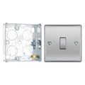 BG Nexus Brushed Steel 20A Intermediate Light Switch NBS13 with 25mm Steel Back Box