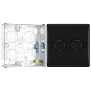 BG Nexus Matt Black 200W 2 Way Double Trailing Edge Dimmer Switch NFB82 with 25mm Steel Back Box by British General (BG-NFB82+HGS02)