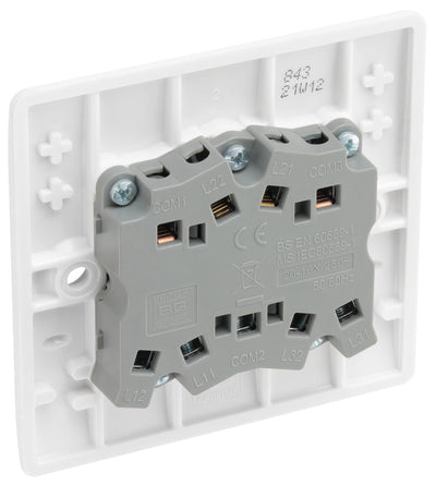 BG 843 Moulded Round Edge | White | 3 Gang 10AX 2 Way Plate Switch by British General (BG-843)