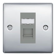 BG Nexus Metal Polished Chrome 1 Gang RJ45 Data Socket NPCRJ451 Grey Insert by British General