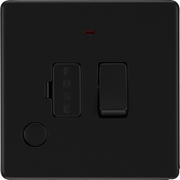 BG Evolve Matt Black Switched Fused Spur Unit Neon & Cable FFB53 by British General (BG-FFB53-1)