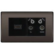 BG Nexus Black Nickel 4G Faceplate with HDMI + TV/FM/SAT Module - Black by British General (BG-NBNEMR4-HDMI-TVFM2B)