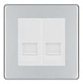 BG Screwless Polished Chrome Double RJ11 Telephone Socket FPCRJ112 - White Insert