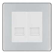 BG Screwless Polished Chrome Double RJ11 Telephone Socket FPCRJ112 - White Insert by British General (BG-FPCRJ112)