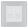 BG Screwless Polished Chrome Double RJ11 Telephone Socket FPCRJ112 - White Insert by British General (BG-FPCRJ112)