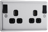 BG Electrical NBS22DPOBB Nexus Metal Brushed Steel 13A Double Pole Switched Socket - Black Insert by British General (BG-NBS22DPOBB-Shopify-SA_1)